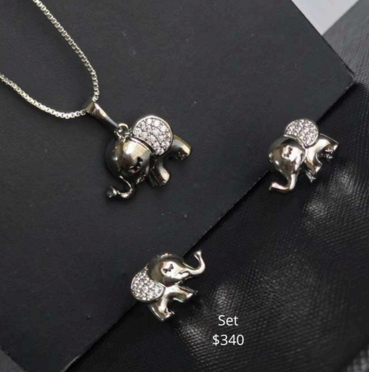 Set elefante plateado