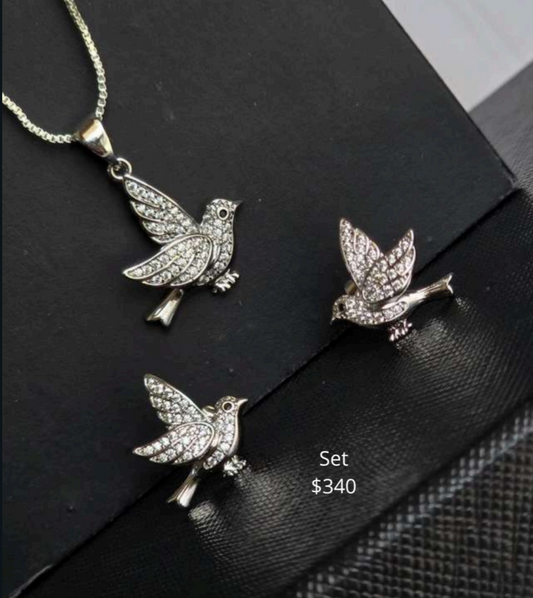 Set pájaro plateado
